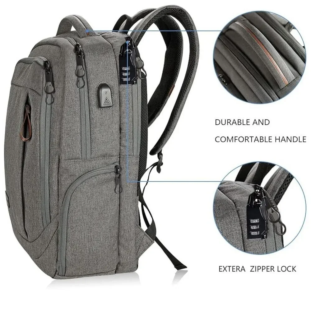 KROSER Travel Laptop Backpack 17.3” Bag w/USB Port, Lock, & Luggage Strap New